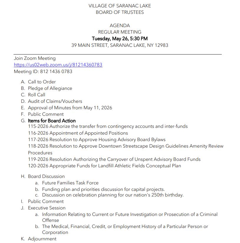Board Meeting May 26, 2026